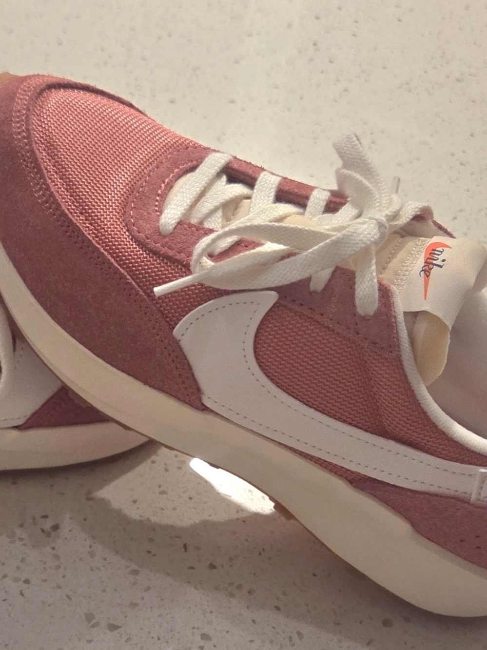 Nike Women's Rose Pink Retro Runner with White Swoosh